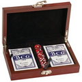 Cards & Dice Set in Rosewood Box - Gold Fill Engraving